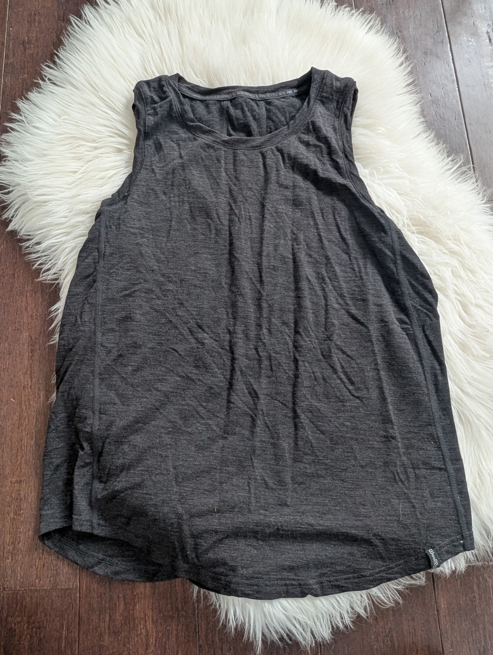 Woolly Everyday Merino Women’s Charcoal Black Sleeveless Muscle Tank Top XL